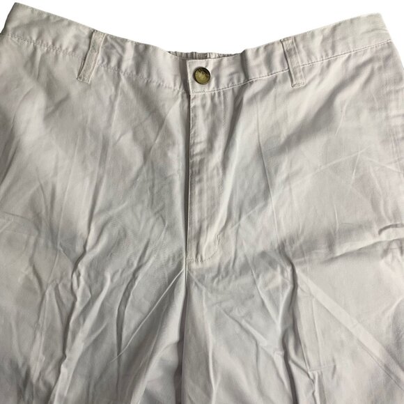 Haband Pullon Elastic Waist Shorts 38 White High Rise 7 in Pockets Button Zip - Picture 2 of 5